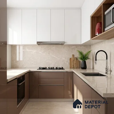 Marble Wall & Floor & Floor Tile TL 07384 Admire Crema 4 ft x 2 ft Glossy Finish Vitrified Tile - 9 mm | 4 Random Design | Suitable For living Room, Bedroom, Kitchen