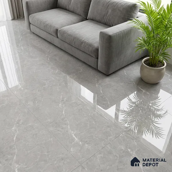 Marble Wall & Floor Tile TL 07385 Admire Gris 4 ft x 2 ft Glossy Finish Vitrified Tile - 9 mm | 4 Random Design | Suitable For living Room, Bedroom, Kitchen