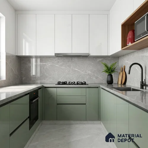 Marble Wall & Floor Tile TL 07385 Admire Gris 4 ft x 2 ft Glossy Finish Vitrified Tile - 9 mm | 4 Random Design | Suitable For living Room, Bedroom, Kitchen