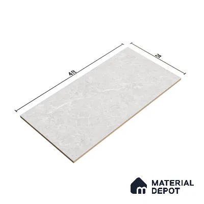 Marble Tundra Grey Wall & Floor Tile TL 07386 Light Grey 4 ft x 2 ft Glossy Finish Vitrified Tile - 9 mm | 4 Random Designs | Suitable For Living Room, Bedroom, Dining