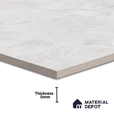Marble Tundra Grey Wall & Floor Tile TL 07386 Light Grey 4 ft x 2 ft Glossy Finish Vitrified Tile - 9 mm | 4 Random Designs | Suitable For Living Room, Bedroom, Dining