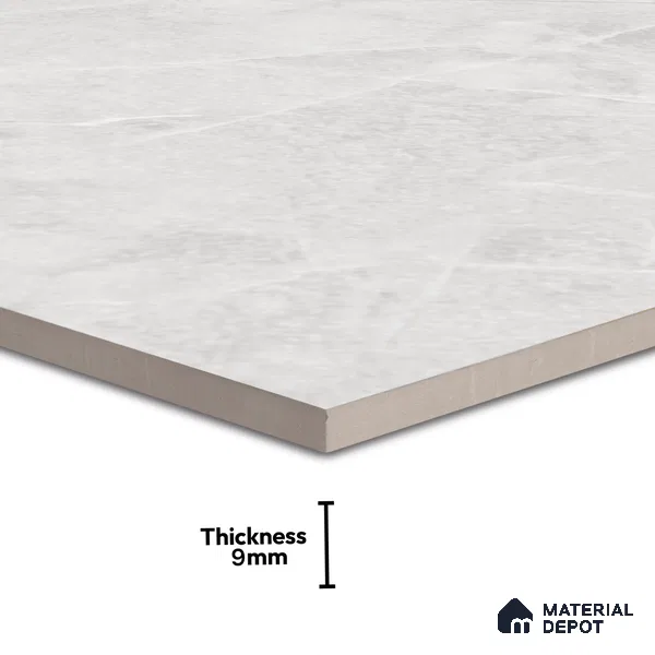 Marble Tundra Grey Wall & Floor Tile TL 07386 Light Grey 4 ft x 2 ft Glossy Finish Vitrified Tile - 9 mm | 4 Random Designs | Suitable For Living Room, Bedroom, Dining