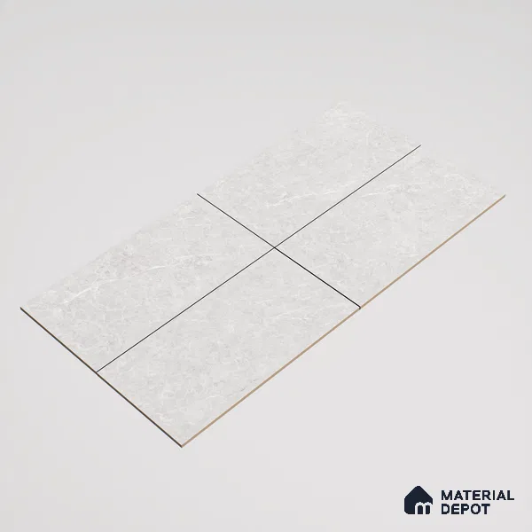 Marble Tundra Grey Wall & Floor Tile TL 07386 Light Grey 4 ft x 2 ft Glossy Finish Vitrified Tile - 9 mm | 4 Random Designs | Suitable For Living Room, Bedroom, Dining