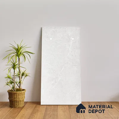 Marble Tundra Grey Wall & Floor Tile TL 07386 Light Grey 4 ft x 2 ft Glossy Finish Vitrified Tile - 9 mm | 4 Random Designs | Suitable For Living Room, Bedroom, Dining