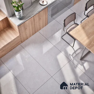Marble Tundra Grey Wall & Floor Tile TL 07386 Light Grey 4 ft x 2 ft Glossy Finish Vitrified Tile - 9 mm | 4 Random Designs | Suitable For Living Room, Bedroom, Dining