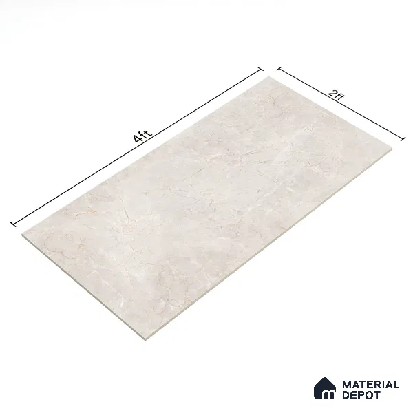 Marble Tundra Grey Wall & Floor Tile TL 07391 Light Grey 4 ft x 2 ft Matte Finish Vitrified Tile - 9 mm | Suitable For Living Room, Bedroom, Kitchen