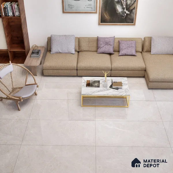 Marble Tundra Grey Wall & Floor Tile TL 07391 Light Grey 4 ft x 2 ft Matte Finish Vitrified Tile - 9 mm | Suitable For Living Room, Bedroom, Kitchen