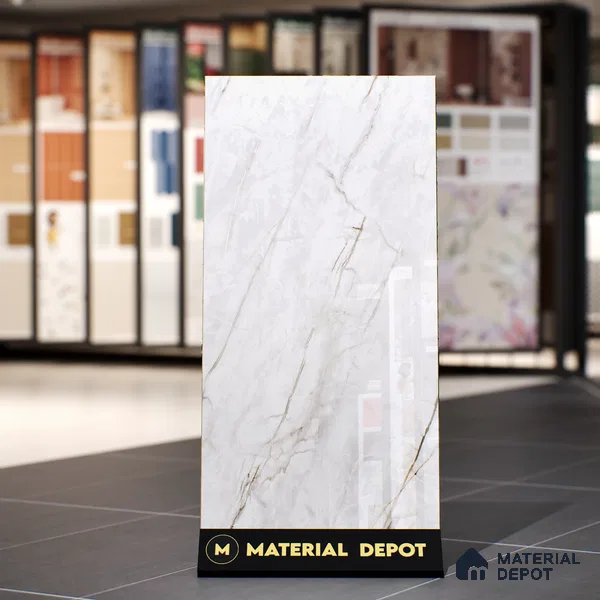 Marble Calacatta Wall & Floor Tile TL 07392 Off-White 4 ft x 2 ft Glossy Finish Vitrified Tile - 9 mm | Suitable For Living Room, Bedroom, Dining