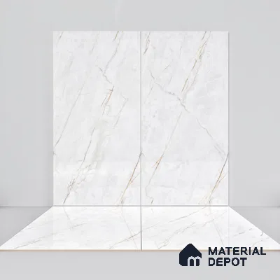 Marble Calacatta Wall & Floor Tile TL 07392 Off-White 4 ft x 2 ft Glossy Finish Vitrified Tile - 9 mm | Suitable For Living Room, Bedroom, Dining