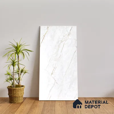 Marble Calacatta Wall & Floor Tile TL 07392 Off-White 4 ft x 2 ft Glossy Finish Vitrified Tile - 9 mm | Suitable For Living Room, Bedroom, Dining