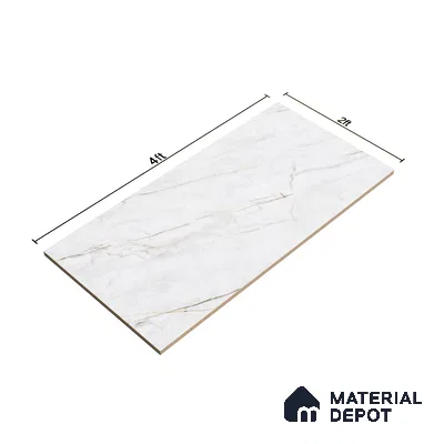 Marble Calacatta Wall & Floor Tile TL 07392 Off-White 4 ft x 2 ft Glossy Finish Vitrified Tile - 9 mm | Suitable For Living Room, Bedroom, Dining