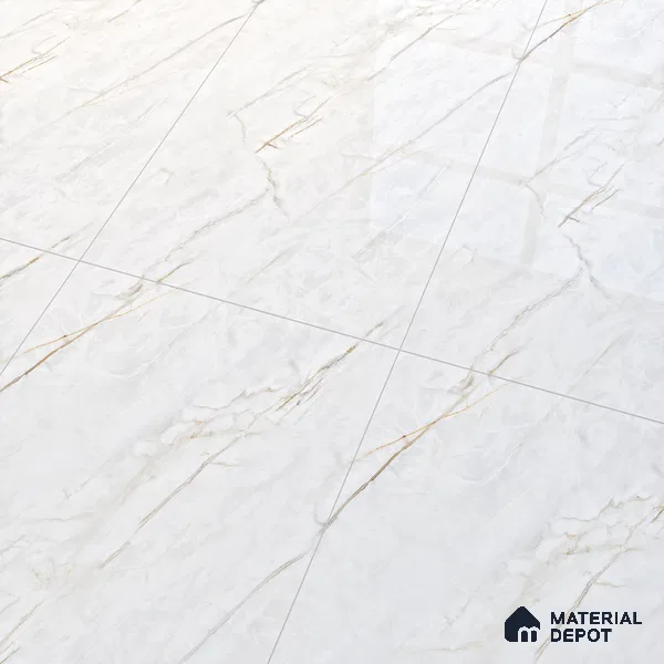 Marble Calacatta Wall & Floor Tile TL 07392 Off-White 4 ft x 2 ft Glossy Finish Vitrified Tile - 9 mm | Suitable For Living Room, Bedroom, Dining