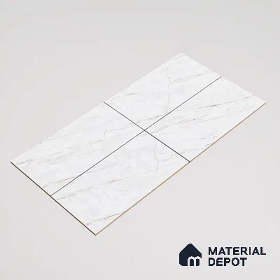 Marble Calacatta Wall & Floor Tile TL 07392 Off-White 4 ft x 2 ft Glossy Finish Vitrified Tile - 9 mm | Suitable For Living Room, Bedroom, Dining
