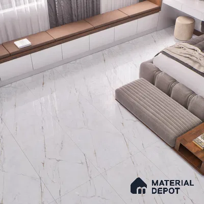 Marble Calacatta Wall & Floor Tile TL 07392 Off-White 4 ft x 2 ft Glossy Finish Vitrified Tile - 9 mm | Suitable For Living Room, Bedroom, Dining
