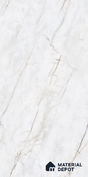 Marble Calacatta Wall & Floor Tile TL 07392 Off-White 4 ft x 2 ft Glossy Finish Vitrified Tile - 9 mm | Suitable For Living Room, Bedroom, Dining