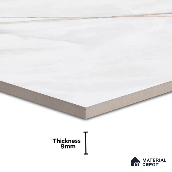Marble Calacatta Wall & Floor Tile TL 07392 Off-White 4 ft x 2 ft Glossy Finish Vitrified Tile - 9 mm | Suitable For Living Room, Bedroom, Dining