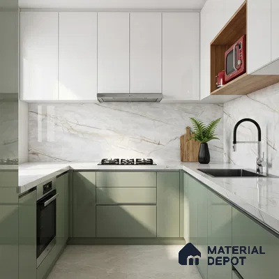 Marble Wall & Floor Tile TL 07392 Fame White 4 ft x 2 ft Glossy Finish Vitrified Tile - 9 mm | Suitable For living Room, Bedroom, Kitchen