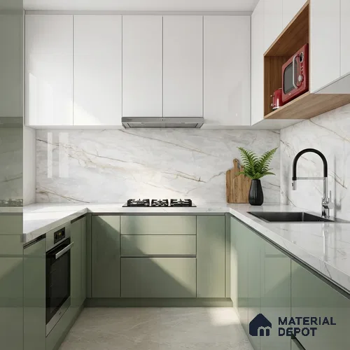 Marble Wall & Floor Tile TL 07392 Fame White 4 ft x 2 ft Glossy Finish Vitrified Tile - 9 mm | Suitable For living Room, Bedroom, Kitchen