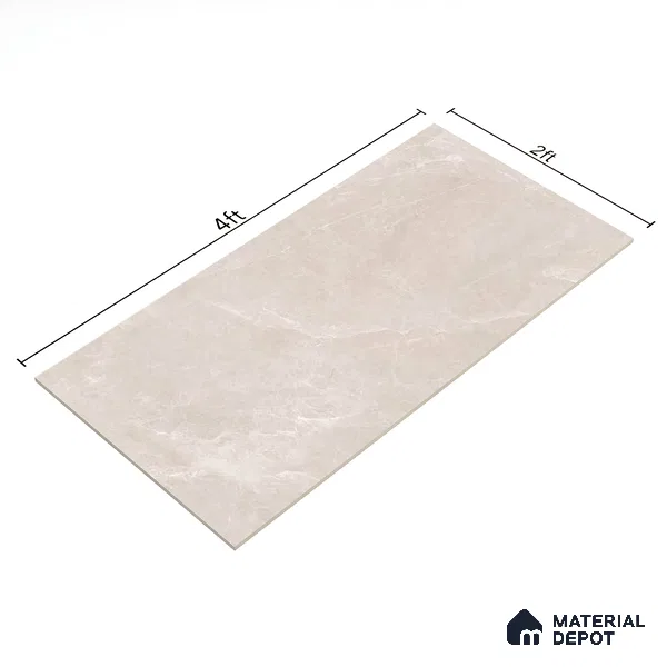 Marble Crema Marfil Wall & Floor Tile TL 07394 Mushroom Beige 4 ft x 2 ft Matte Finish Vitrified Tile - 9 mm | Suitable For Living Room, Bedroom, Kitchen