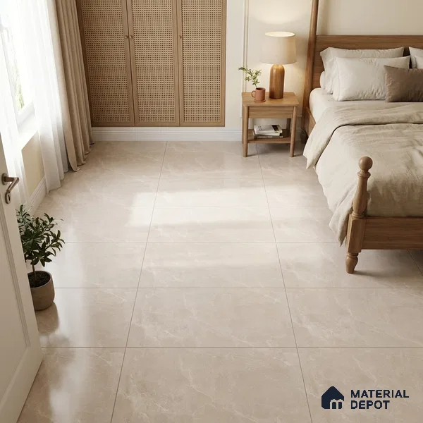 Marble Crema Marfil Wall & Floor Tile TL 07394 Mushroom Beige 4 ft x 2 ft Matte Finish Vitrified Tile - 9 mm | Suitable For Living Room, Bedroom, Kitchen