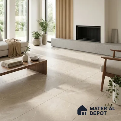 Marble Crema Marfil Wall & Floor Tile TL 07394 Mushroom Beige 4 ft x 2 ft Matte Finish Vitrified Tile - 9 mm | Suitable For Living Room, Bedroom, Kitchen