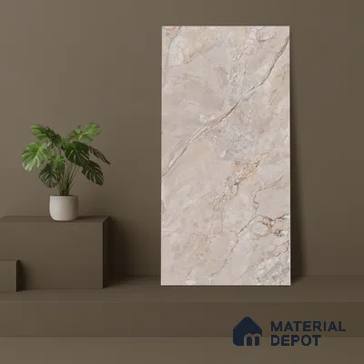 Marble Botticino Wall & Floor Tile TL 07395 Mushroom Beige 4 ft x 2 ft Matte Finish Vitrified Tile - 9 mm | Suitable For Living Room, Bedroom, Kitchen