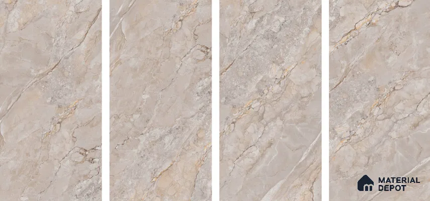 Marble Botticino Wall & Floor Tile TL 07395 Mushroom Beige 4 ft x 2 ft Matte Finish Vitrified Tile - 9 mm | Suitable For Living Room, Bedroom, Kitchen