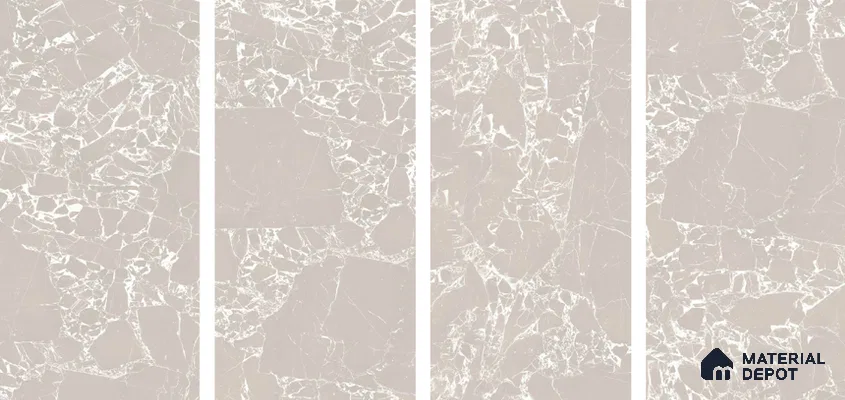 Marble Breccia Oniciata Wall & Floor Tile TL 07396 Taupe Beige 4 ft x 2 ft Matte Finish Vitrified Tile - 9 mm | Suitable For Living Room, Bedroom, Kitchen