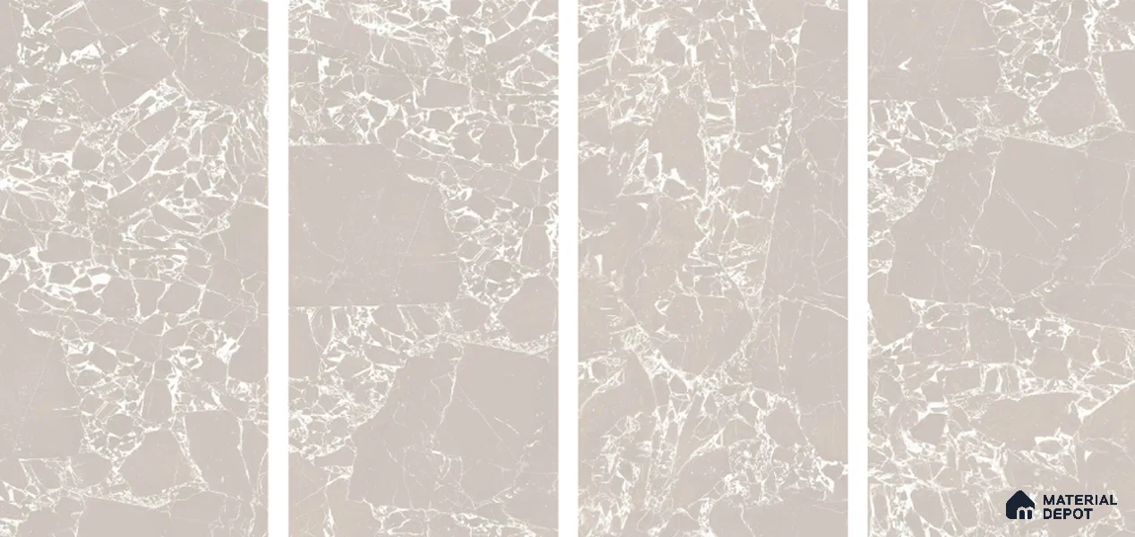 Marble Breccia Oniciata Wall & Floor Tile TL 07396 Taupe Beige 4 ft x 2 ft Matte Finish Vitrified Tile - 9 mm | Suitable For Living Room, Bedroom, Kitchen