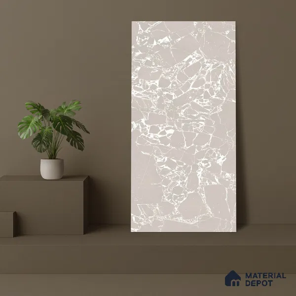 Marble Breccia Oniciata Wall & Floor Tile TL 07396 Taupe Beige 4 ft x 2 ft Matte Finish Vitrified Tile - 9 mm | Suitable For Living Room, Bedroom, Kitchen