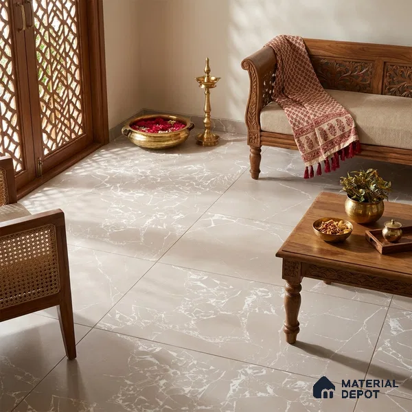 Marble Breccia Oniciata Wall & Floor Tile TL 07396 Taupe Beige 4 ft x 2 ft Matte Finish Vitrified Tile - 9 mm | Suitable For Living Room, Bedroom, Kitchen