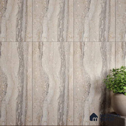 Carving Wall & Floor Tile TL 07401 Travertino Romano 4 ft x 2 ft Matte Finish Vitrified Tile - 9 mm | Suitable For Living Room, Bedroom, Kitchen