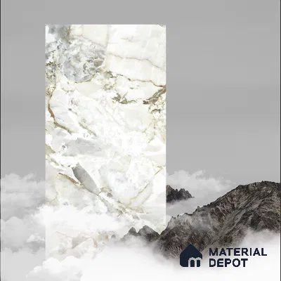 Marble Onyx Wall & Floor Tile TL 07405 Off-White 4 ft x 2 ft Matte Finish Vitrified Tile - 9 mm | Suitable For Living Room, Bedroom, Kitchen