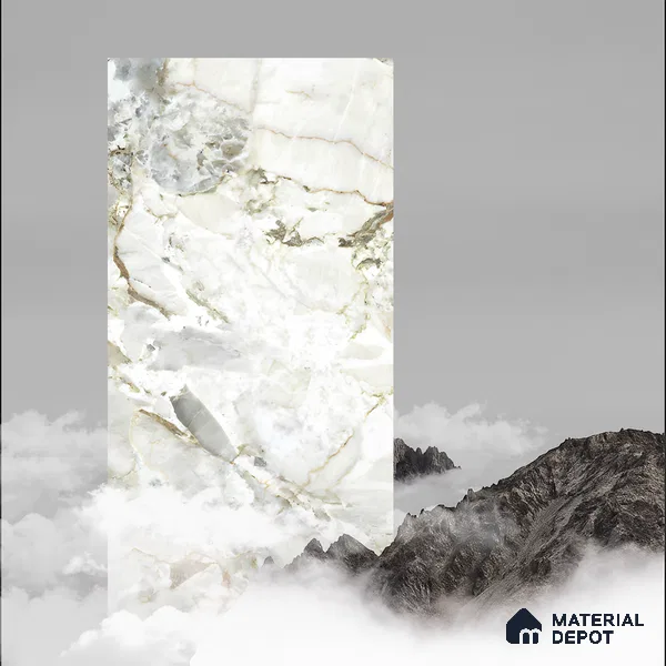 Marble Onyx Wall & Floor Tile TL 07405 Off-White 4 ft x 2 ft Matte Finish Vitrified Tile - 9 mm | Suitable For Living Room, Bedroom, Kitchen