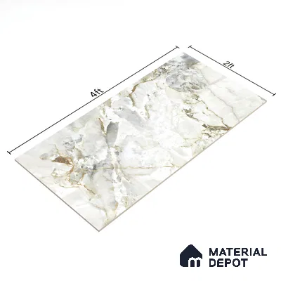 Marble Onyx Wall & Floor Tile TL 07405 Off-White 4 ft x 2 ft Matte Finish Vitrified Tile - 9 mm | Suitable For Living Room, Bedroom, Kitchen