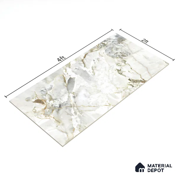 Marble Onyx Wall & Floor Tile TL 07405 Off-White 4 ft x 2 ft Matte Finish Vitrified Tile - 9 mm | Suitable For Living Room, Bedroom, Kitchen