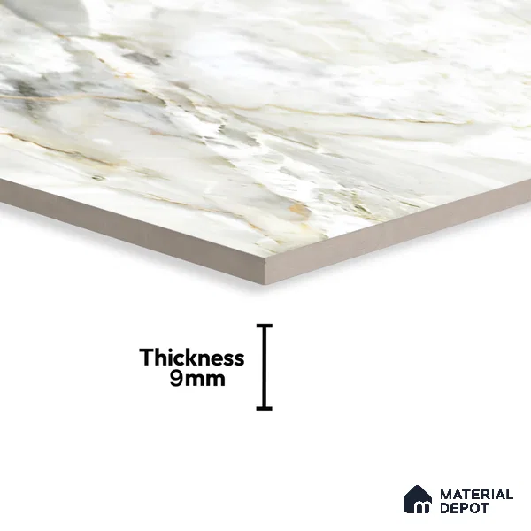 Marble Onyx Wall & Floor Tile TL 07405 Off-White 4 ft x 2 ft Matte Finish Vitrified Tile - 9 mm | Suitable For Living Room, Bedroom, Kitchen