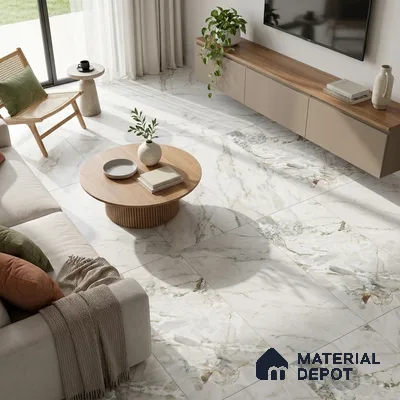Marble Onyx Wall & Floor Tile TL 07405 Off-White 4 ft x 2 ft Matte Finish Vitrified Tile - 9 mm | Suitable For Living Room, Bedroom, Kitchen