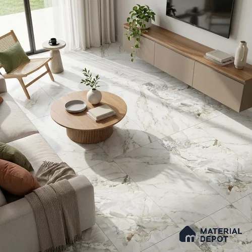 Marble Onyx Wall & Floor Tile TL 07405 Off-White 4 ft x 2 ft Matte Finish Vitrified Tile - 9 mm | Suitable For Living Room, Bedroom, Kitchen