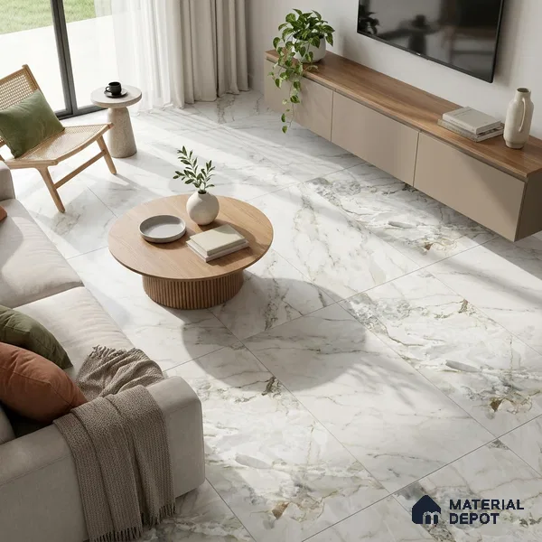 Marble Onyx Wall & Floor Tile TL 07405 Off-White 4 ft x 2 ft Matte Finish Vitrified Tile - 9 mm | Suitable For Living Room, Bedroom, Kitchen