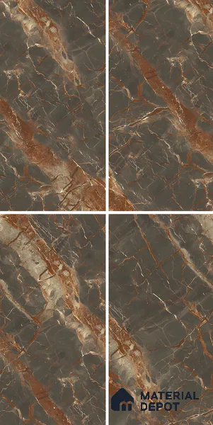 Marble Fior di Bosco Wall & Floor Tile TL 07408 Graphite Grey 4 ft x 2 ft Matte Finish Vitrified Tile - 9 mm | Suitable For Living Room, Bedroom, Kitchen