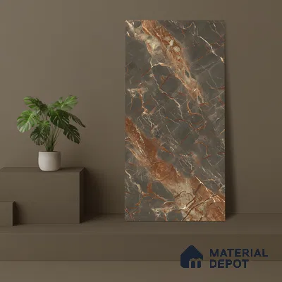 Marble Fior di Bosco Wall & Floor Tile TL 07408 Graphite Grey 4 ft x 2 ft Matte Finish Vitrified Tile - 9 mm | Suitable For Living Room, Bedroom, Kitchen