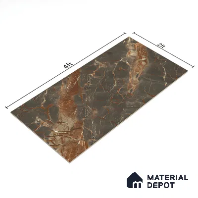 Marble Fior di Bosco Wall & Floor Tile TL 07408 Graphite Grey 4 ft x 2 ft Matte Finish Vitrified Tile - 9 mm | Suitable For Living Room, Bedroom, Kitchen