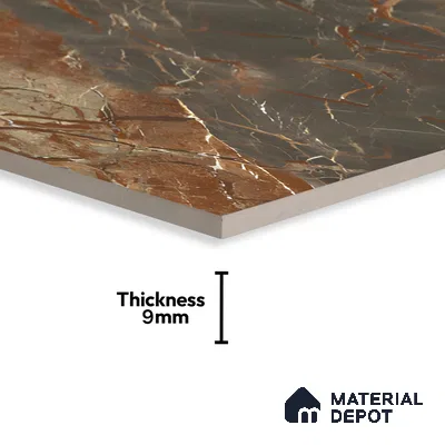 Marble Fior di Bosco Wall & Floor Tile TL 07408 Graphite Grey 4 ft x 2 ft Matte Finish Vitrified Tile - 9 mm | Suitable For Living Room, Bedroom, Kitchen