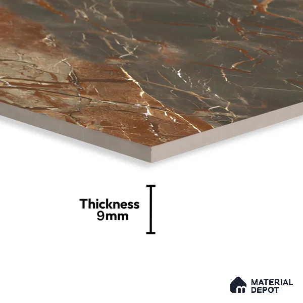 Marble Fior di Bosco Wall & Floor Tile TL 07408 Graphite Grey 4 ft x 2 ft Matte Finish Vitrified Tile - 9 mm | Suitable For Living Room, Bedroom, Kitchen