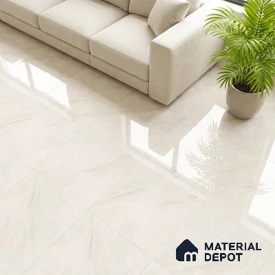 Marble Wall & Floor Tile TL 07411 Ciena Crema 4 ft x 2 ft Glossy Finish Vitrified Tile - 9 mm | Suitable For living Room, Bedroom, Kitchen