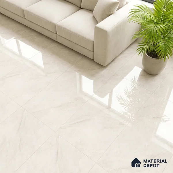 Marble Wall & Floor Tile TL 07411 Ciena Crema 4 ft x 2 ft Glossy Finish Vitrified Tile - 9 mm | Suitable For living Room, Bedroom, Kitchen