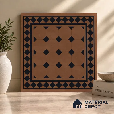 Moroccan Floor & Wall Tile TL 07413 Derby Cotto 2 ft x 2 ft Matte Finish Vitrified Tile - 9 mm | Suitable For Kitchen, Balcony, Bathroom | Please Expect a Slight Variation of Pattern | Random Designs