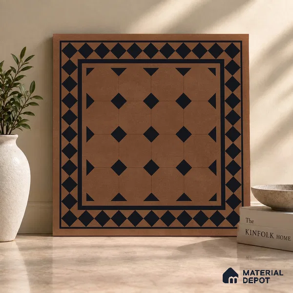 Moroccan Floor & Wall Tile TL 07413 Derby Cotto 2 ft x 2 ft Matte Finish Vitrified Tile - 9 mm | Suitable For Kitchen, Balcony, Bathroom | Please Expect a Slight Variation of Pattern | Random Designs