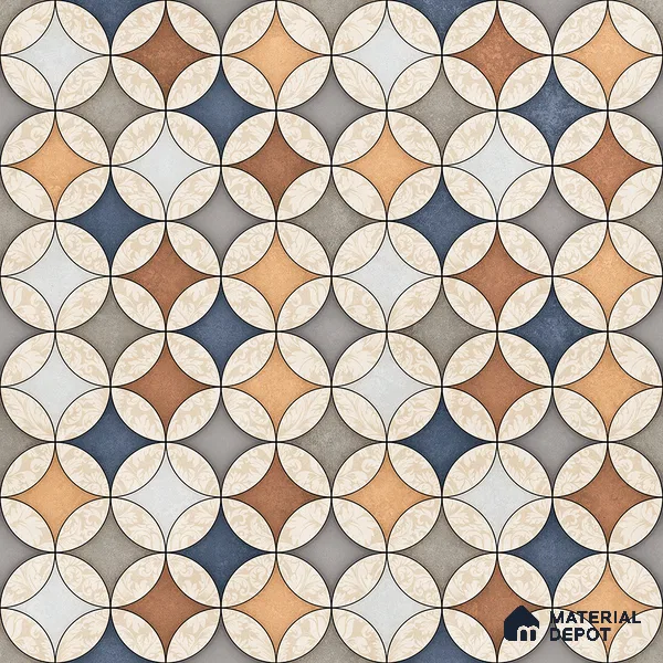 Moroccan Wall & Floor Tile TL 07419 Elista Multy 2 ft x 2 ft Glossy Finish Vitrified Tile - 9 mm | Suitable For Kitchen, Balcony, Dining Area | Please Expect a Slight Variation of Pattern | Random Designs